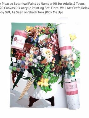 Picasso Botanical Paint by Number Kit 16x20 Canvas DIY Acrylic floral wall craft